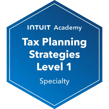 Intuit Academy Tax Planning Strategies Level 1 Specialty badge
